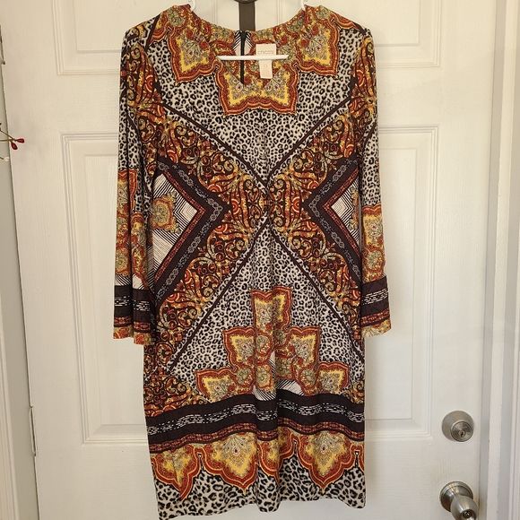 (1440) Chico's Woman's Long Sleeve Dress, Size: 0P Color: African Print - Picture 2 of 14